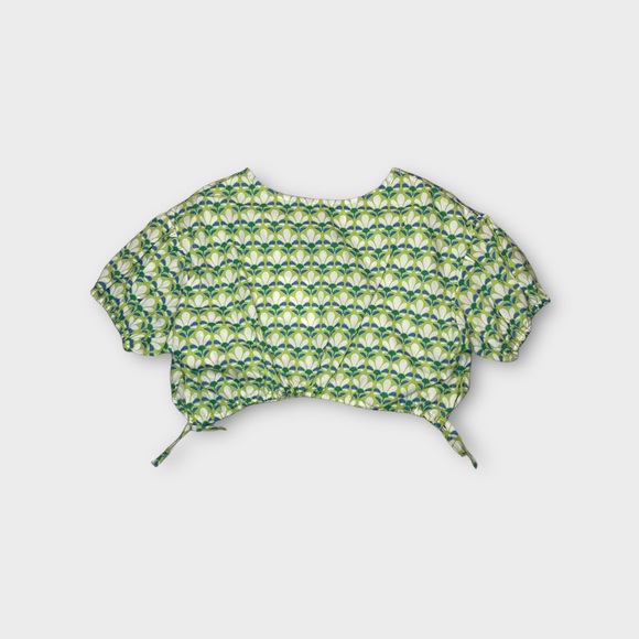 Zara Geometric Green Poplin Top - Picture 7 of 7